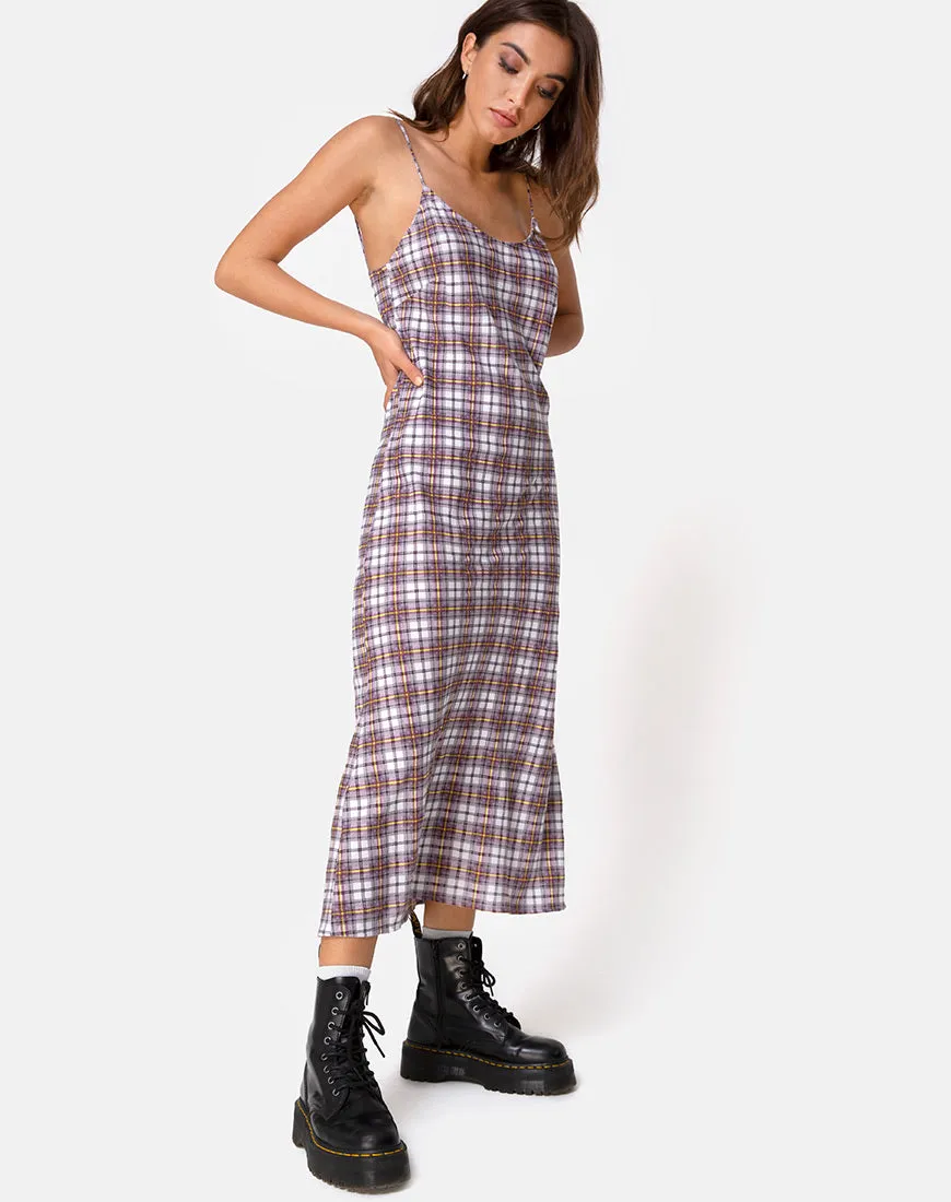 Julia Maxi Dress in Grunge Check Purple