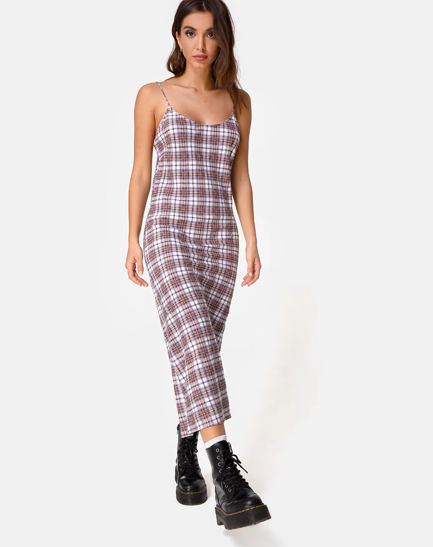 Julia Maxi Dress in Grunge Check Purple