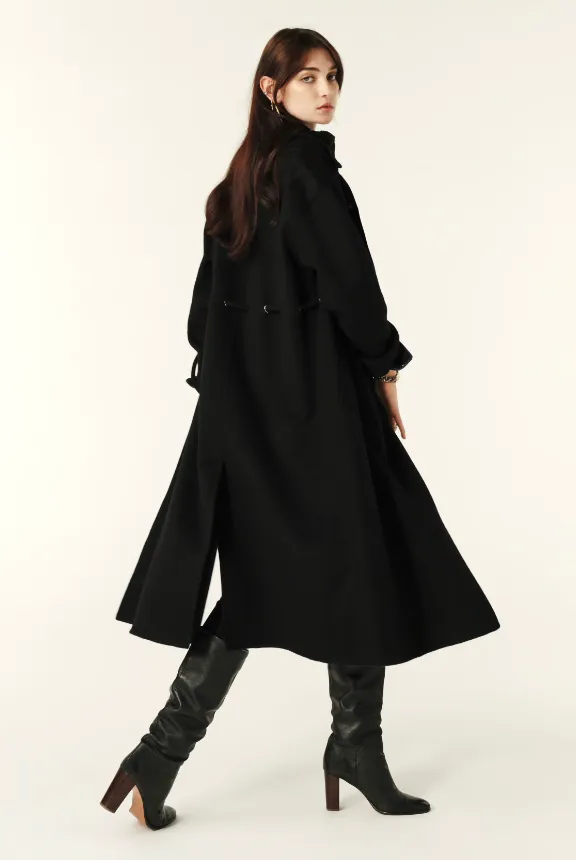 Kate Wool Drawstring Coat Black