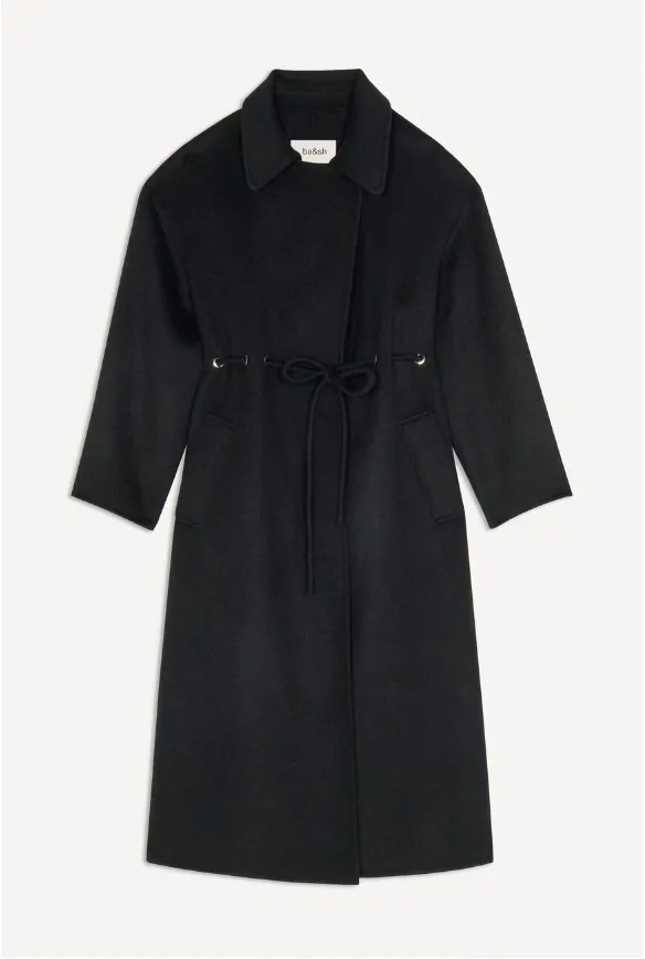 Kate Wool Drawstring Coat Black