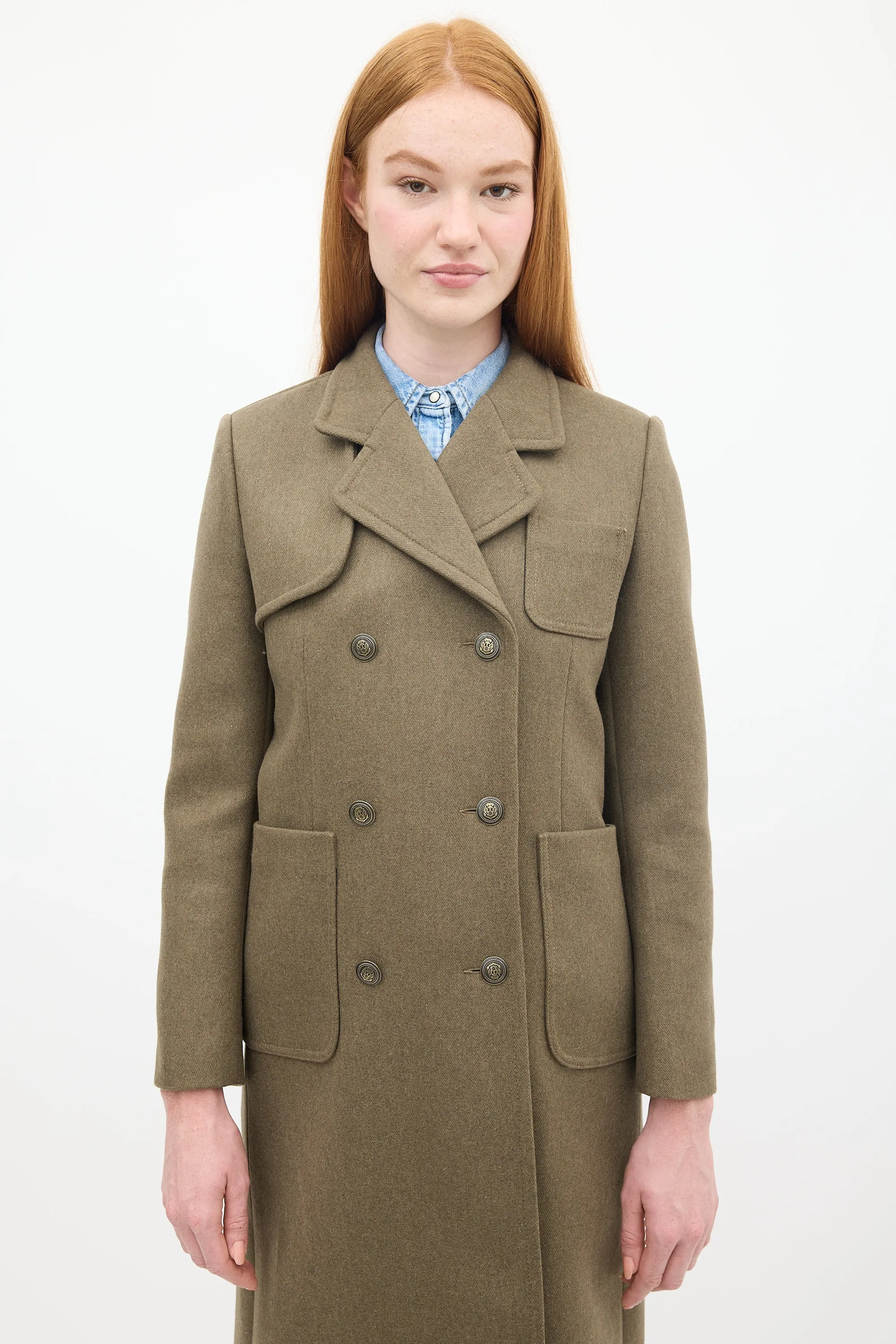 Khaki Green Wool Joshua Double Breasted Coat