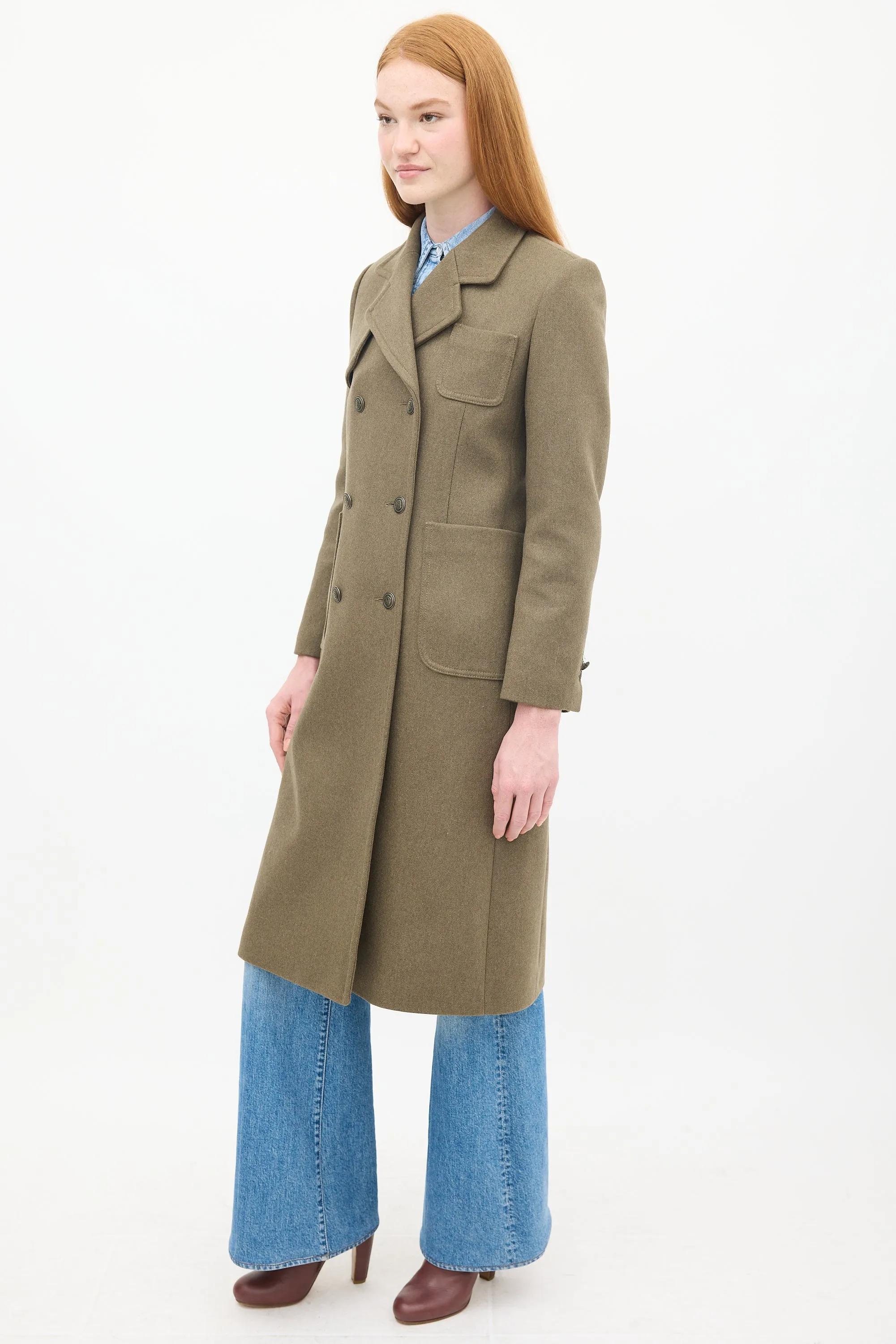 Khaki Green Wool Joshua Double Breasted Coat