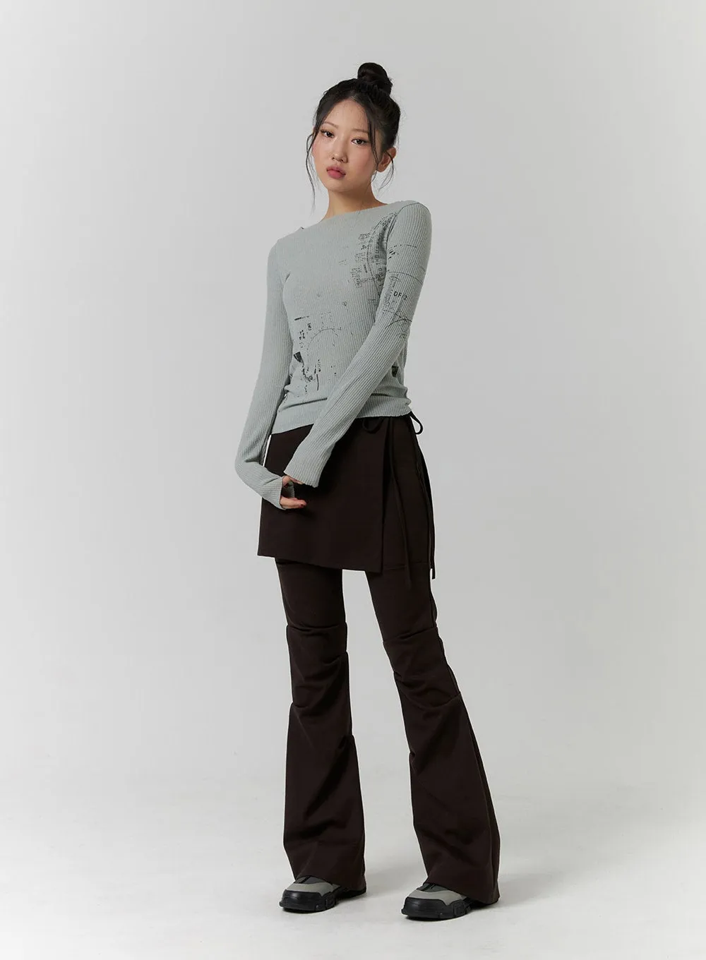 Layered Pintuck Boot Cut Pants CD319