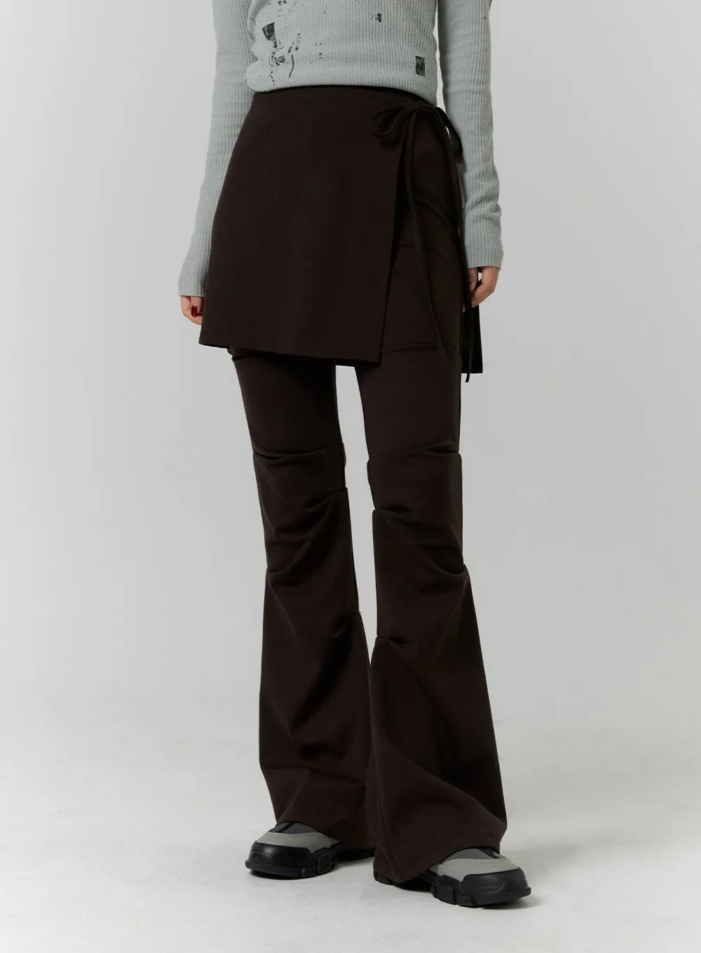 Layered Pintuck Boot Cut Pants CD319