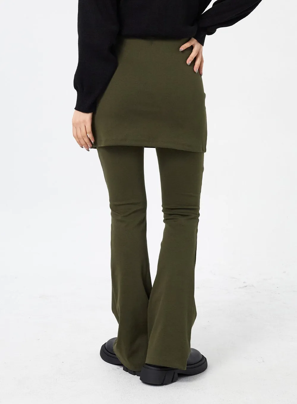 Layered Skirt And Bootcut Pants CM315