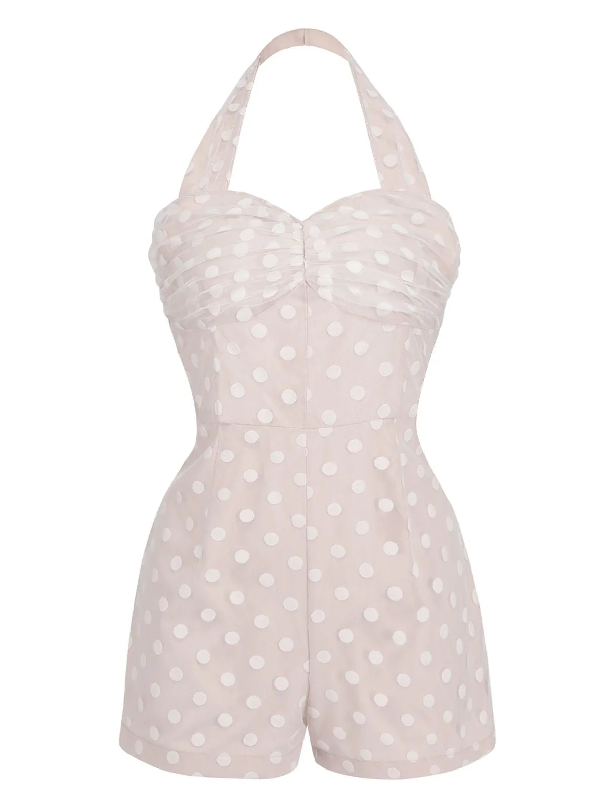 Light Pink 1950s Halter Romper & Polka Dots Skirt