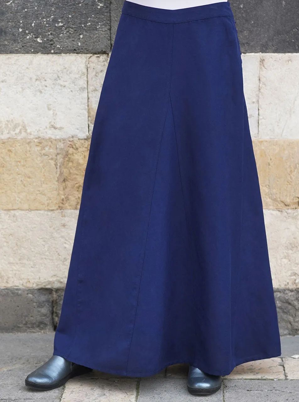 Linen Maxi Skirt with Buttoned Side