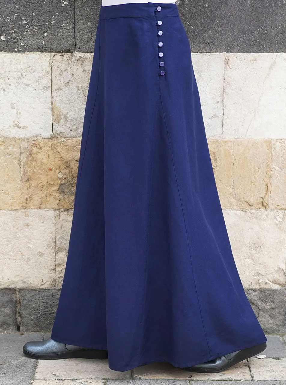 Linen Maxi Skirt with Buttoned Side