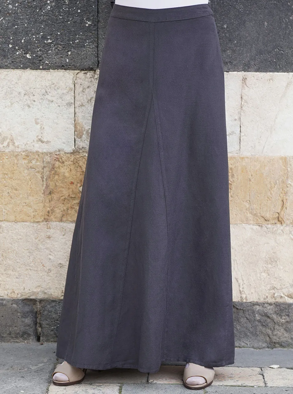 Linen Maxi Skirt with Buttoned Side