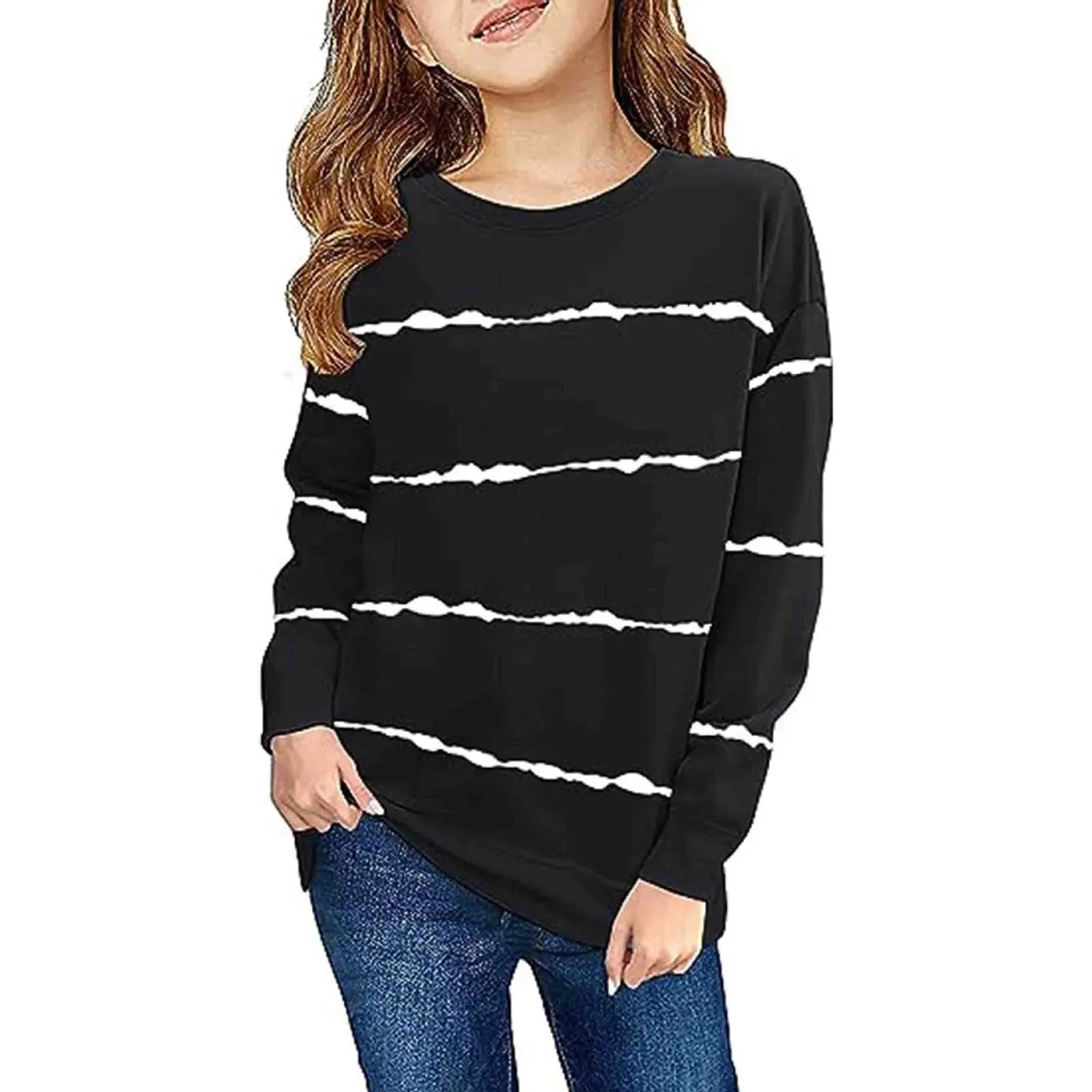 Long Sleeve Striped Crewneck Tunic