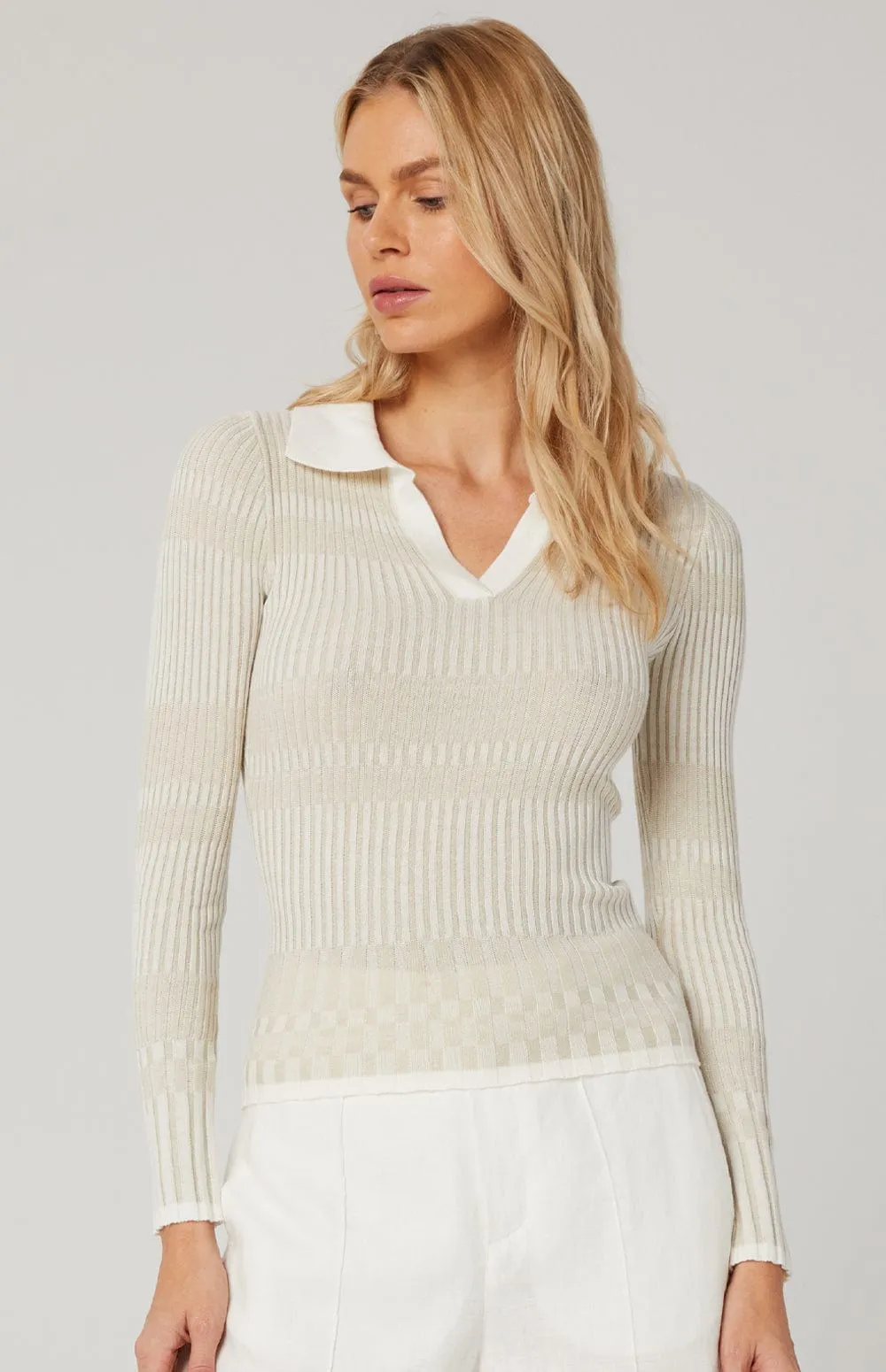 Luisa L/S Polo Sweater | Off White