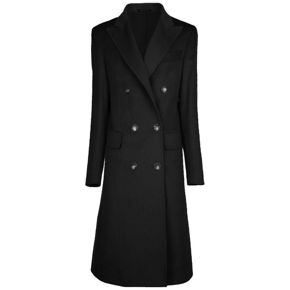 Made in Italy Black Wool Vergine Jackets & Coat