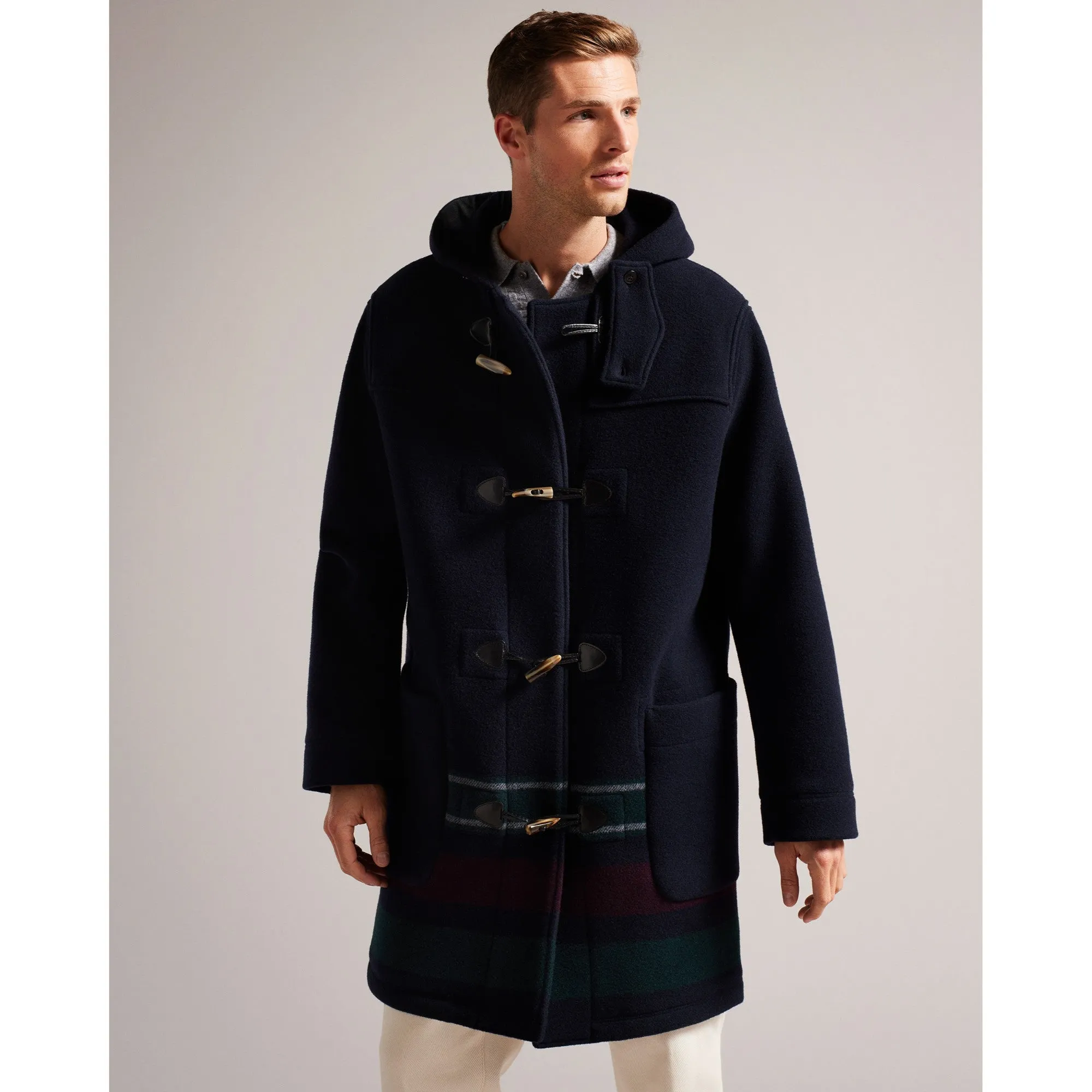 Men Mmo-Ower-Hooded Wool Duffle Coat - Navy