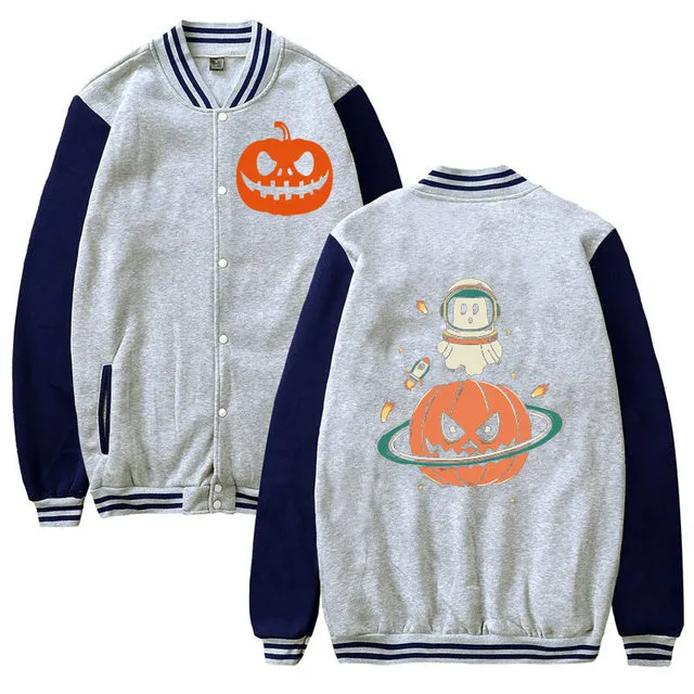 Men Woman Jacket Pumpkin Planet Halloween