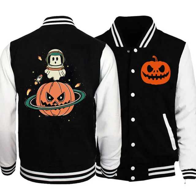 Men Woman Jacket Pumpkin Planet Halloween