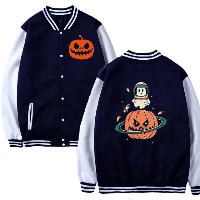 Men Woman Jacket Pumpkin Planet Halloween