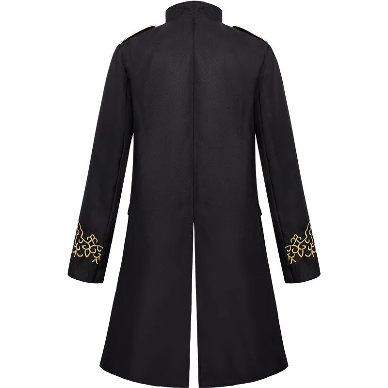 Men's Steampunk Vintage Medieval Tailcoat Jacket Gothic Victorian Frock Coat Uniform Halloween Cosplay Costume