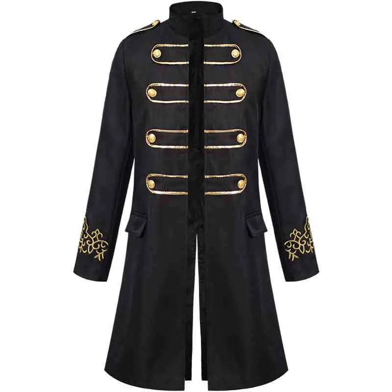 Men's Steampunk Vintage Medieval Tailcoat Jacket Gothic Victorian Frock Coat Uniform Halloween Cosplay Costume