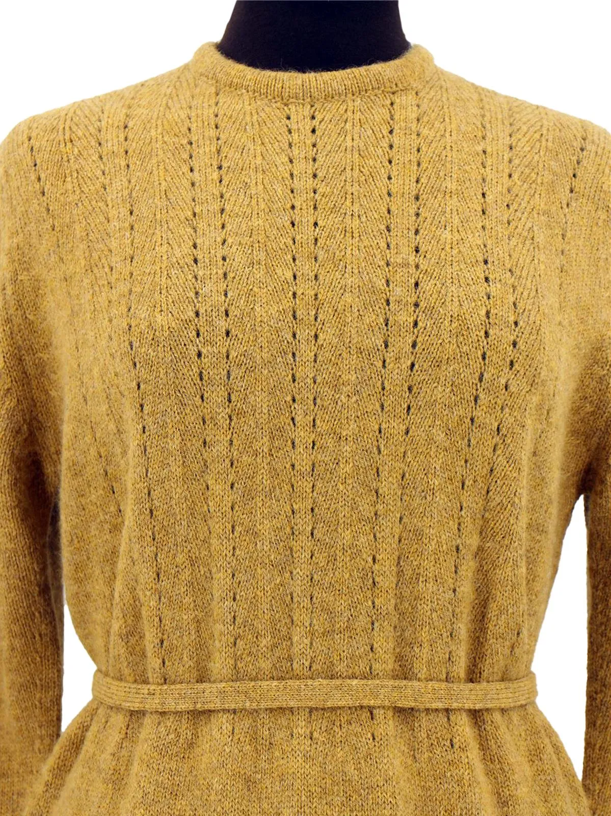 Midcentury Knitted Ochre Fleck Vintage Dress