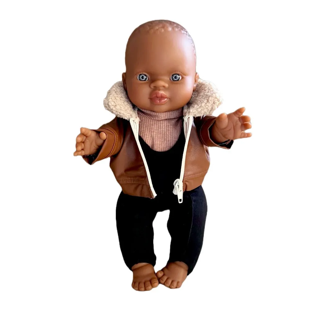 Minikane Bath Baby Doll in Ski Outfit and Shearling Coat · Brown