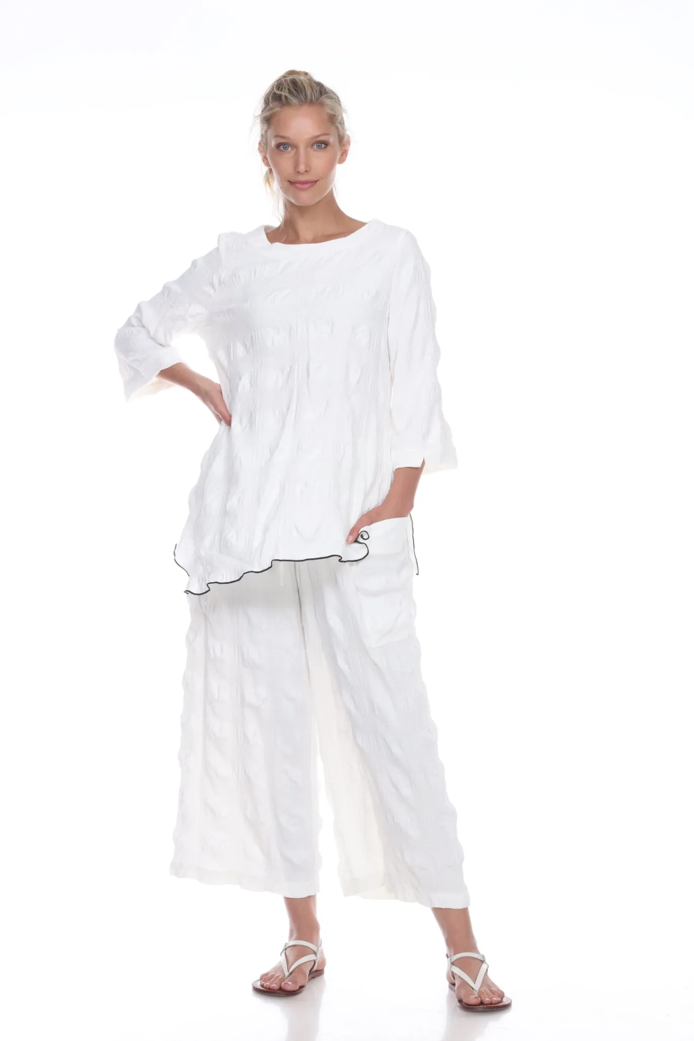 Moonlight Textured Tunic in White - 3060-WT - Size M Only!