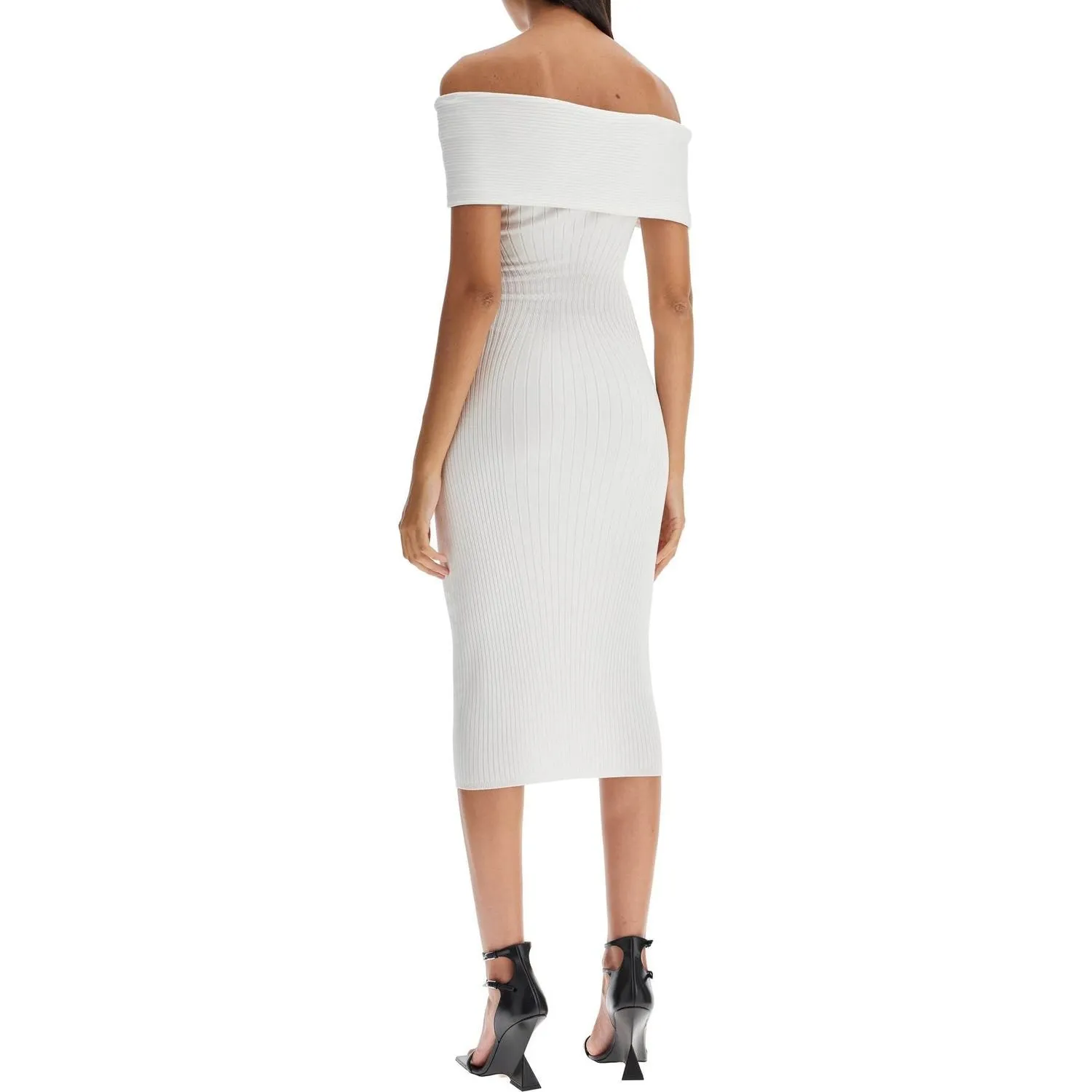 Mugler off-shoulder midi