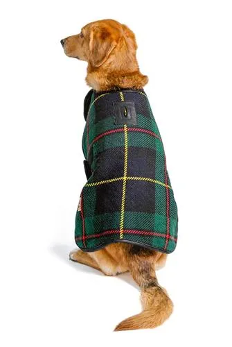 Navy Tartan Plaid Blanket Coat