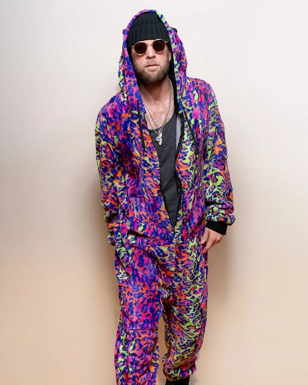 Neon Disco Cat Classic ULTRA SOFT Faux Fur Onesie | Men's