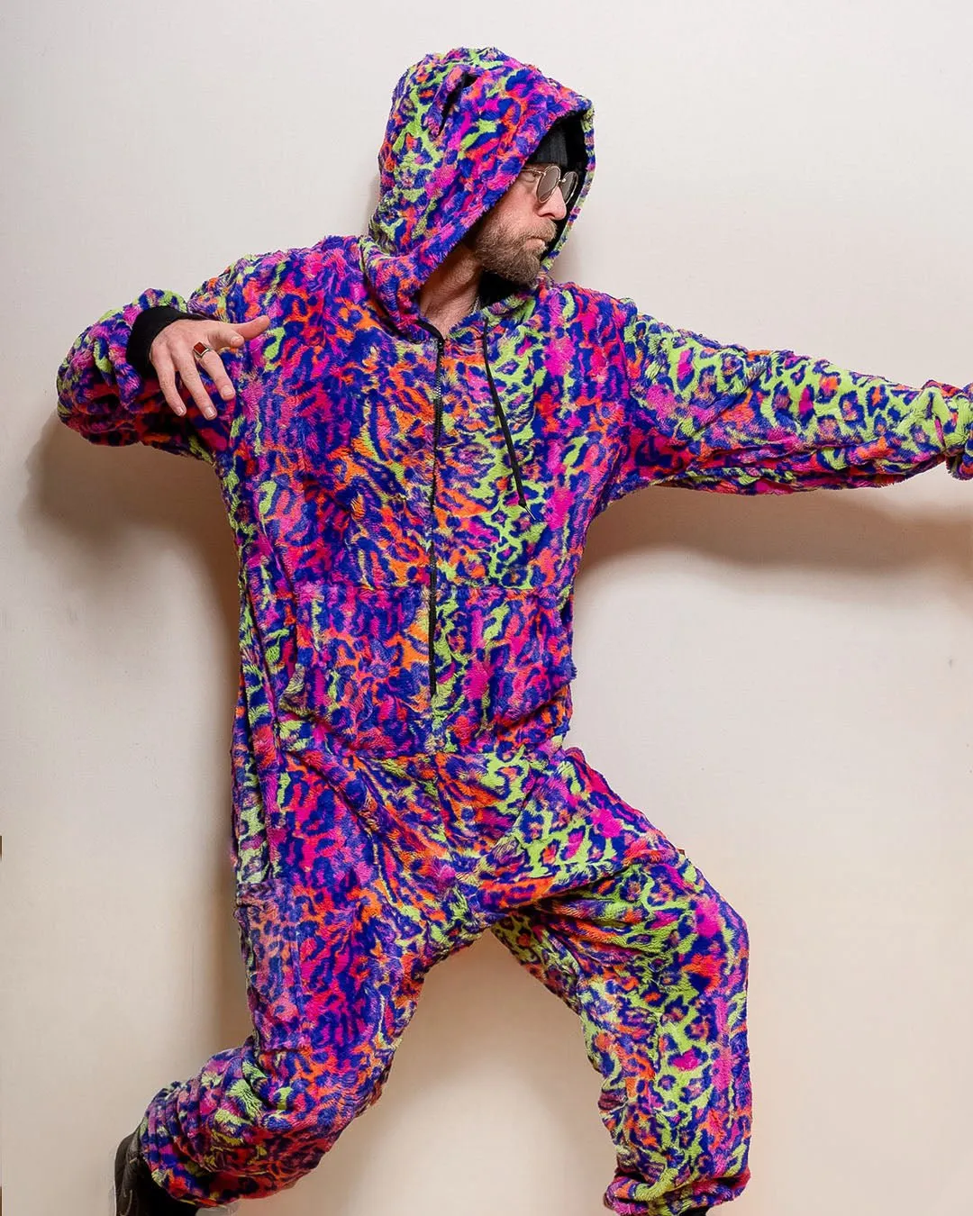 Neon Disco Cat Classic ULTRA SOFT Faux Fur Onesie | Men's