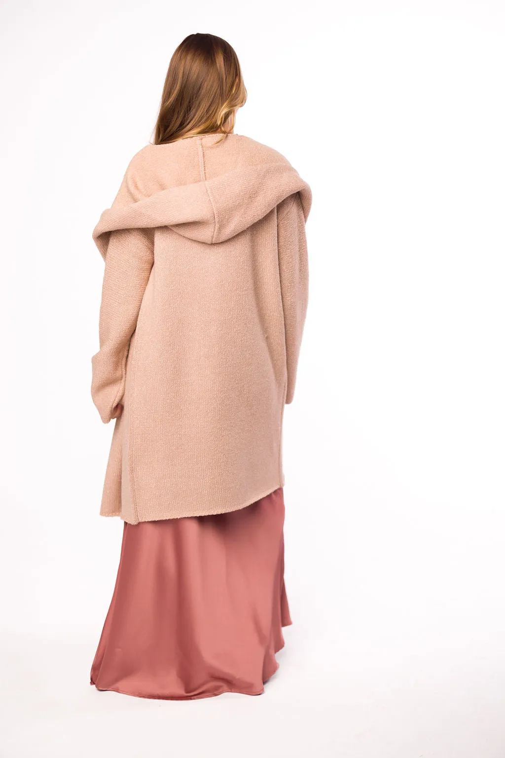 Noah Oversized  Hooded Two Pocket Coatigan in Heather Rose *LUXURY ITEM*