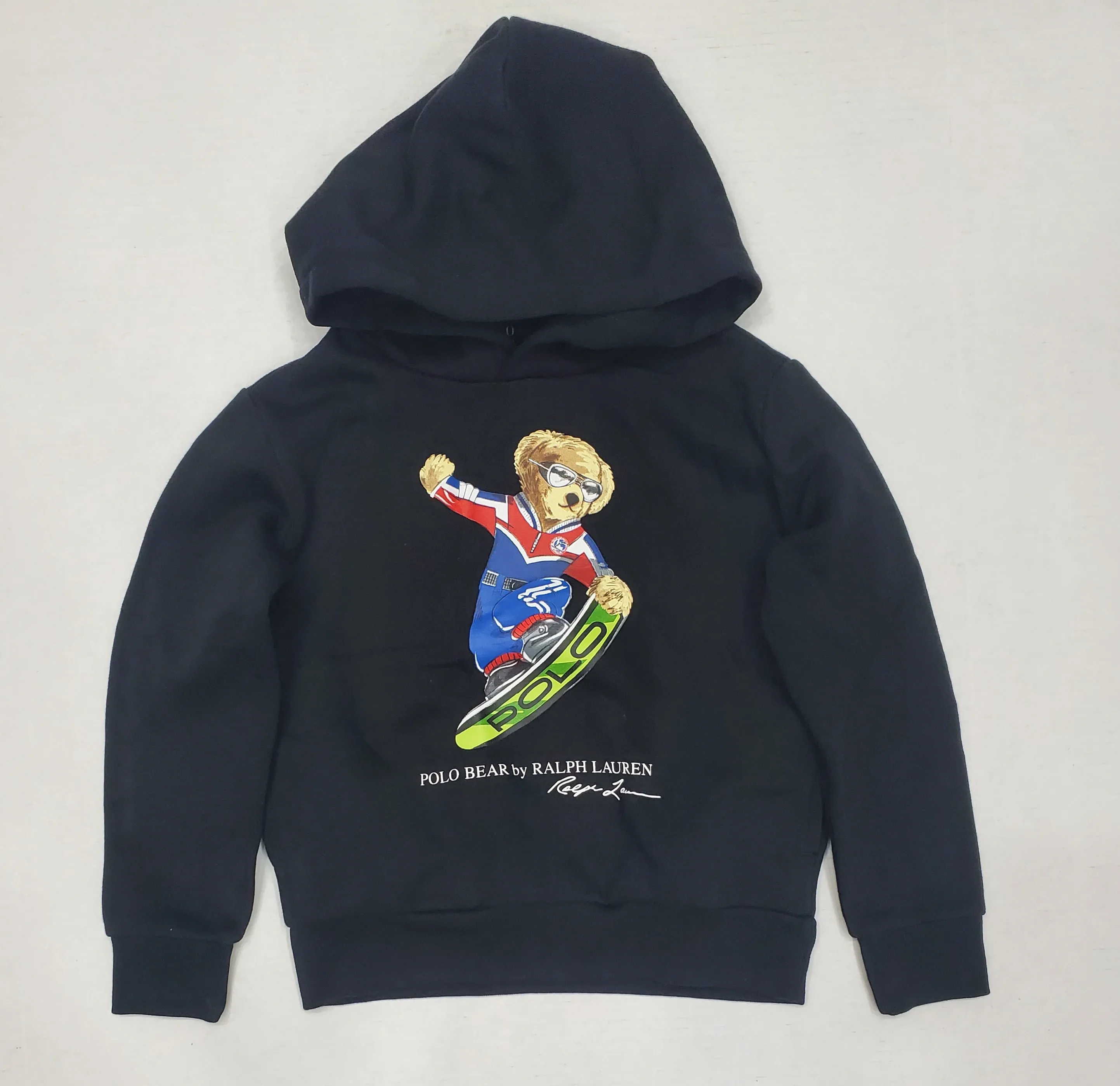 Nwt Kids Boys Polo Ralph Lauren Black Skateboard Bear Hoody (2T-7T)