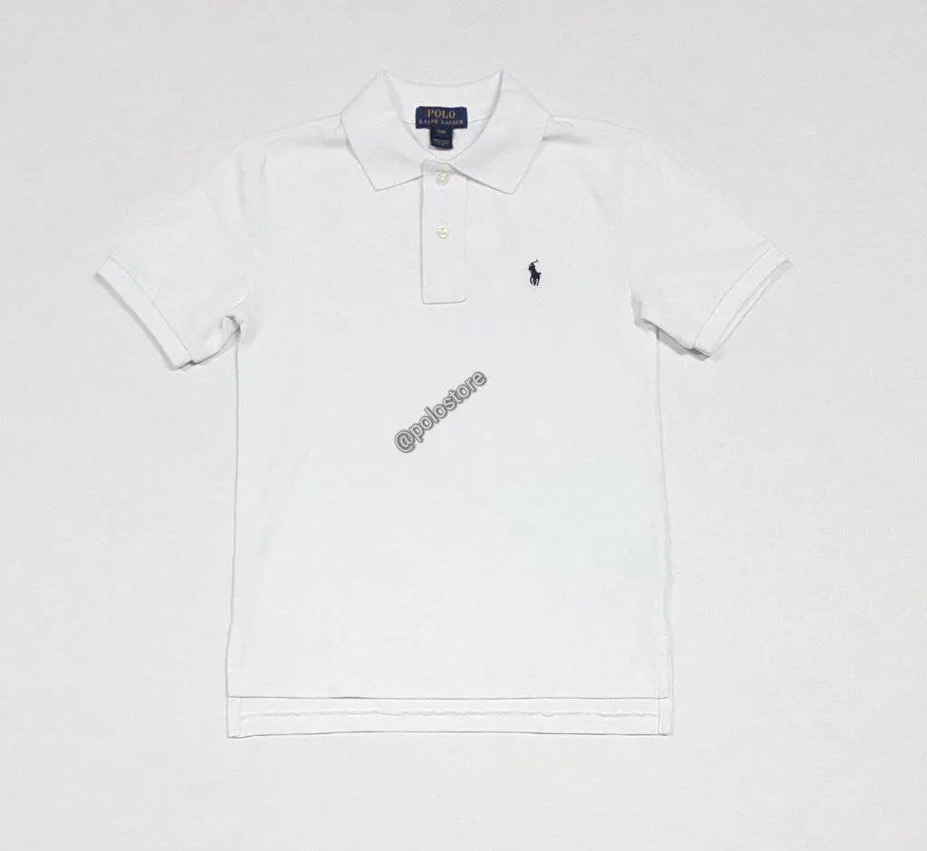 Nwt Kids Polo Ralph Lauren White with Navy Small Pony Shirt (8-20)