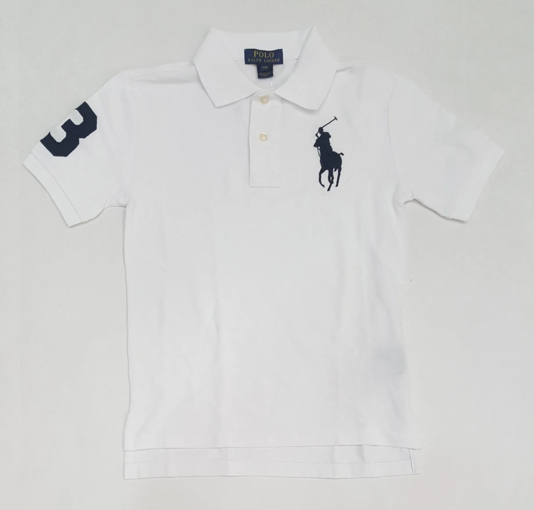 Nwt Kids Polo Ralph Lauren White/Navy Big Pony Polo (2T-7T)