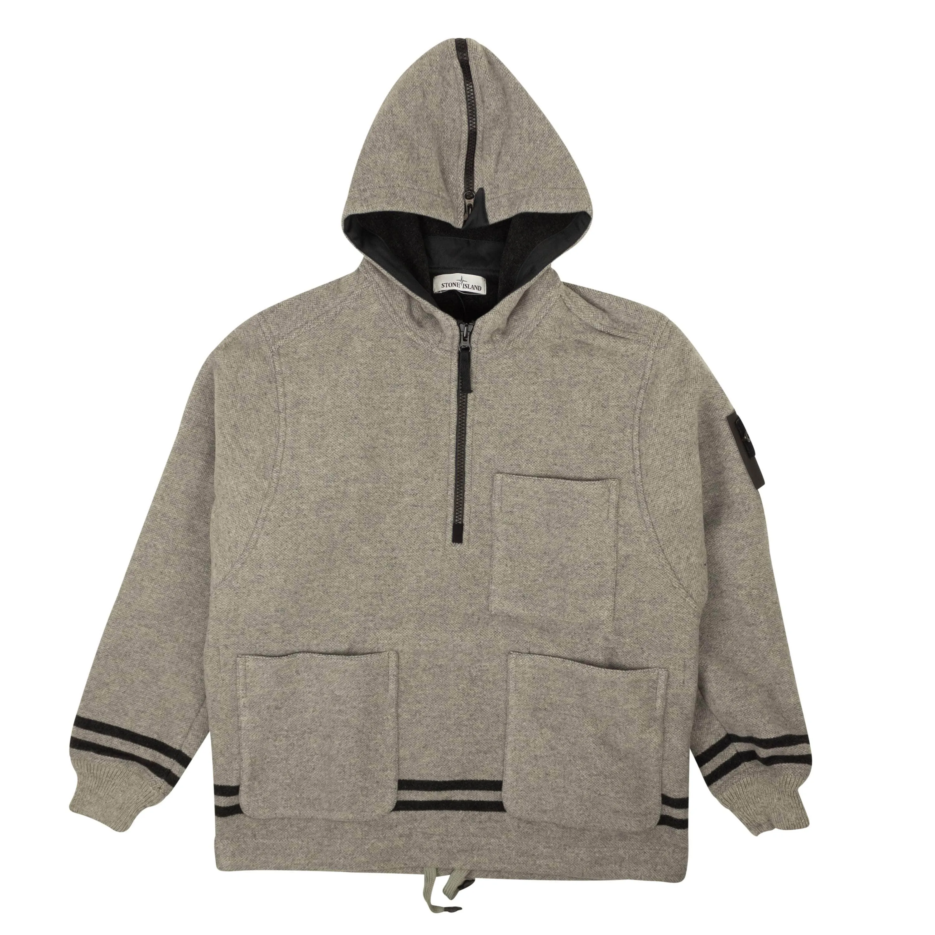 NWT STONE ISLAND Grey Short Pullover Wool Coat Size S $1190