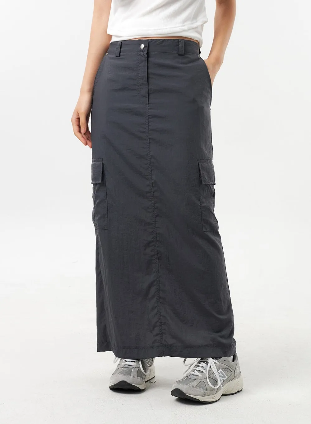 Nylon Cargo Maxi Skirt CU308