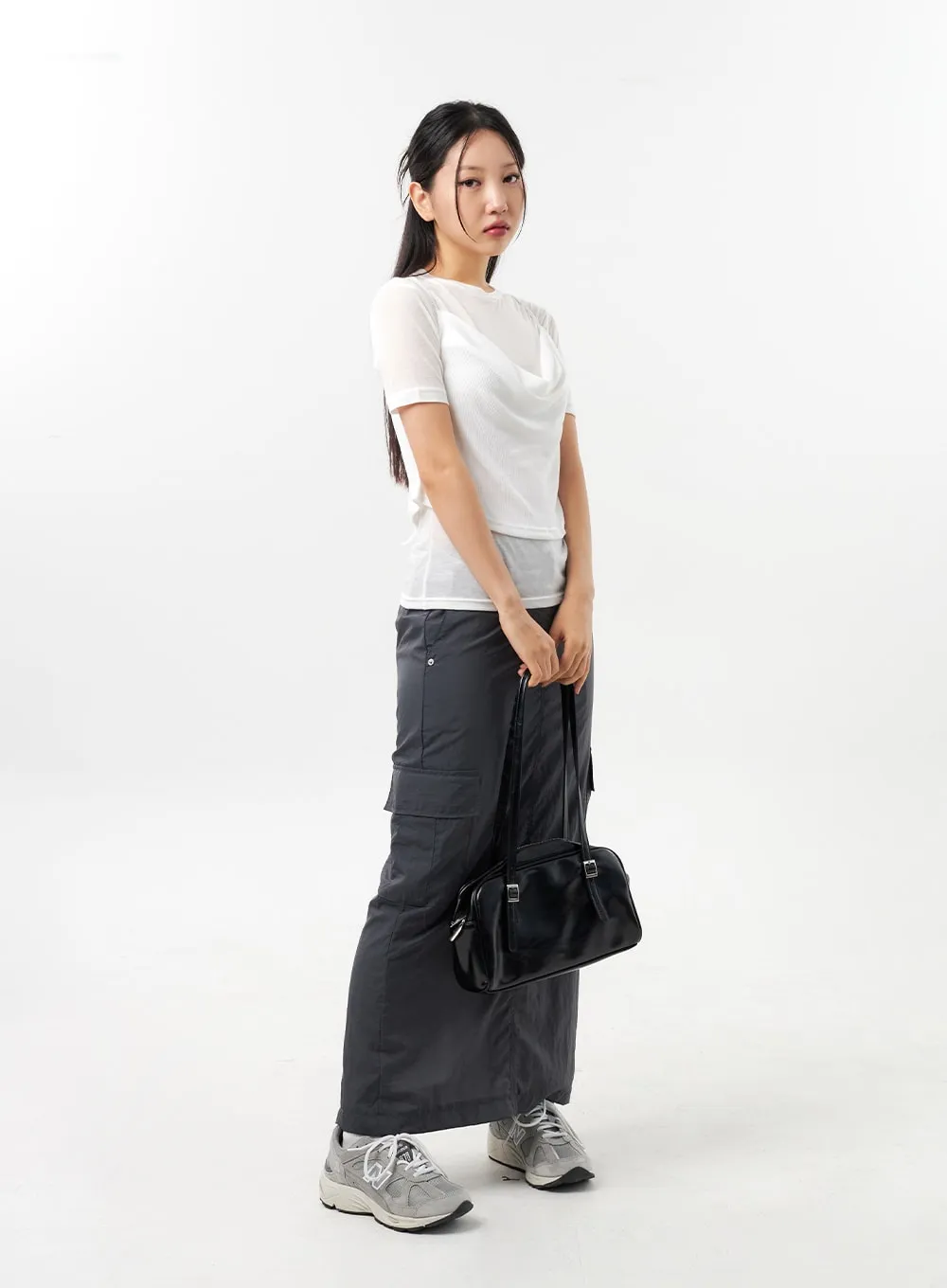 Nylon Cargo Maxi Skirt CU308