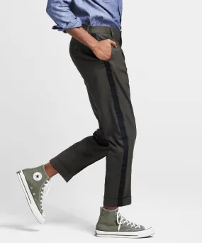 Olive Pintuck Trouser with Black Side Stripe