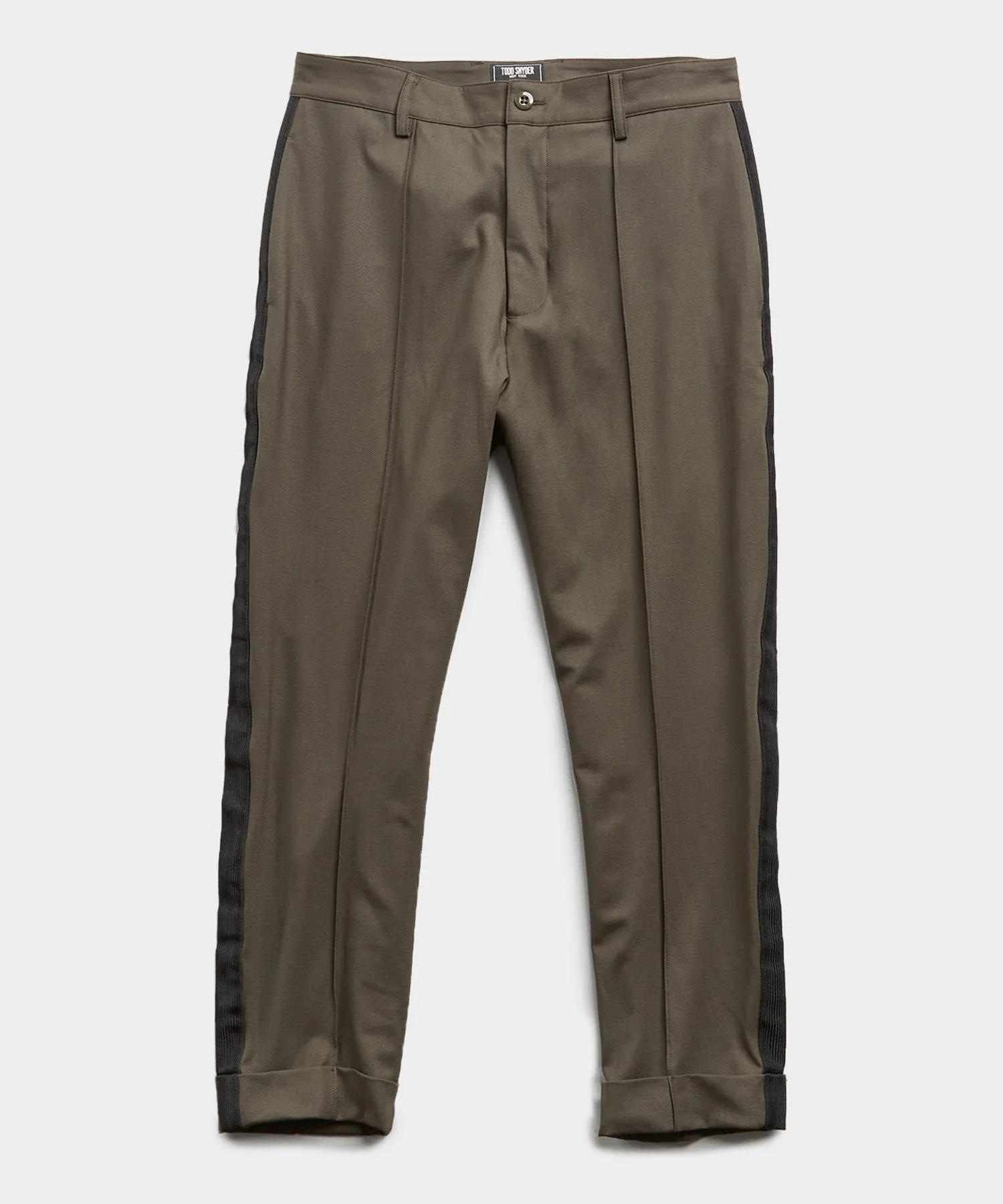 Olive Pintuck Trouser with Black Side Stripe