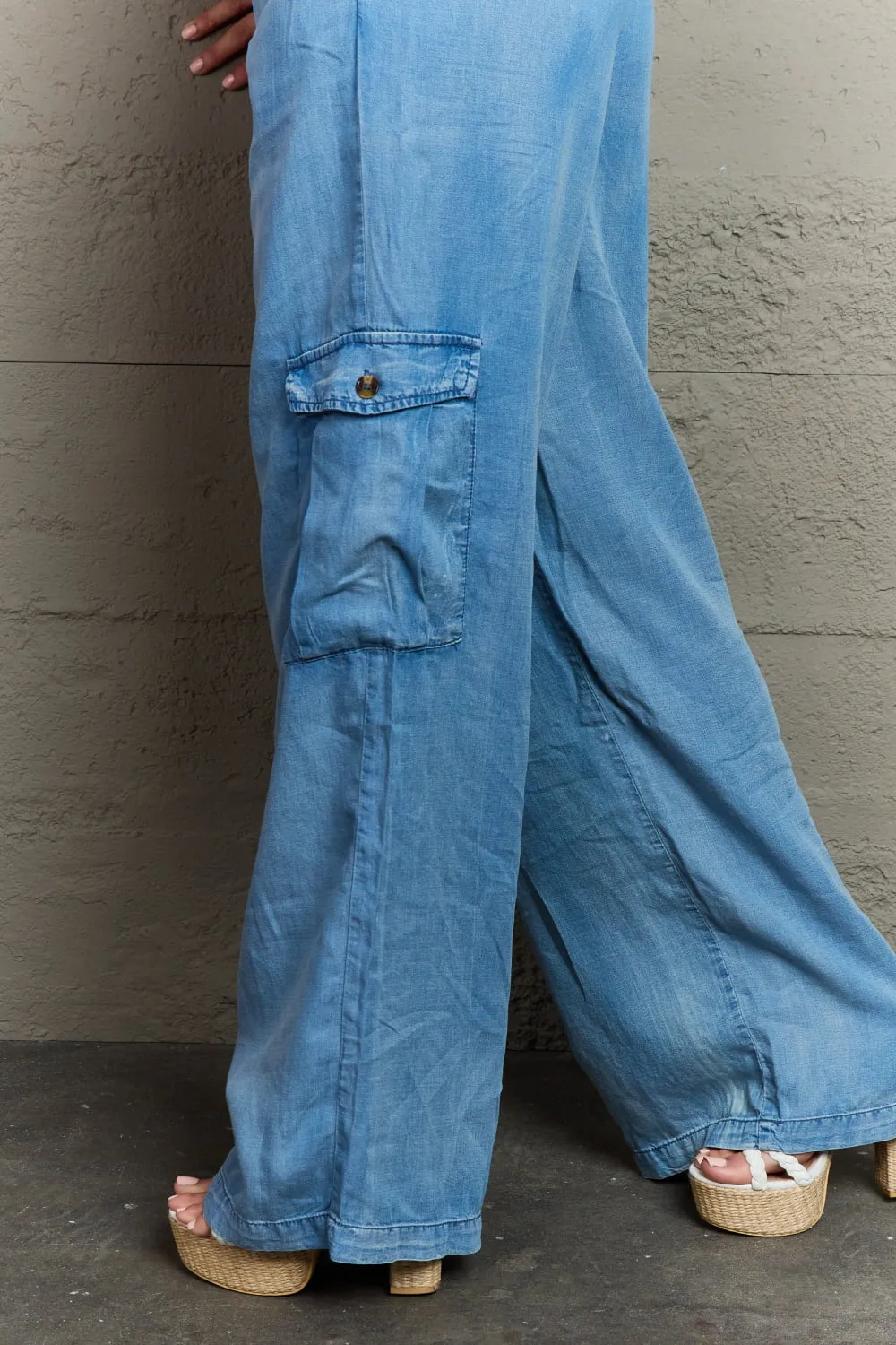 Out Of Site Full Size Denim Cargo Pants