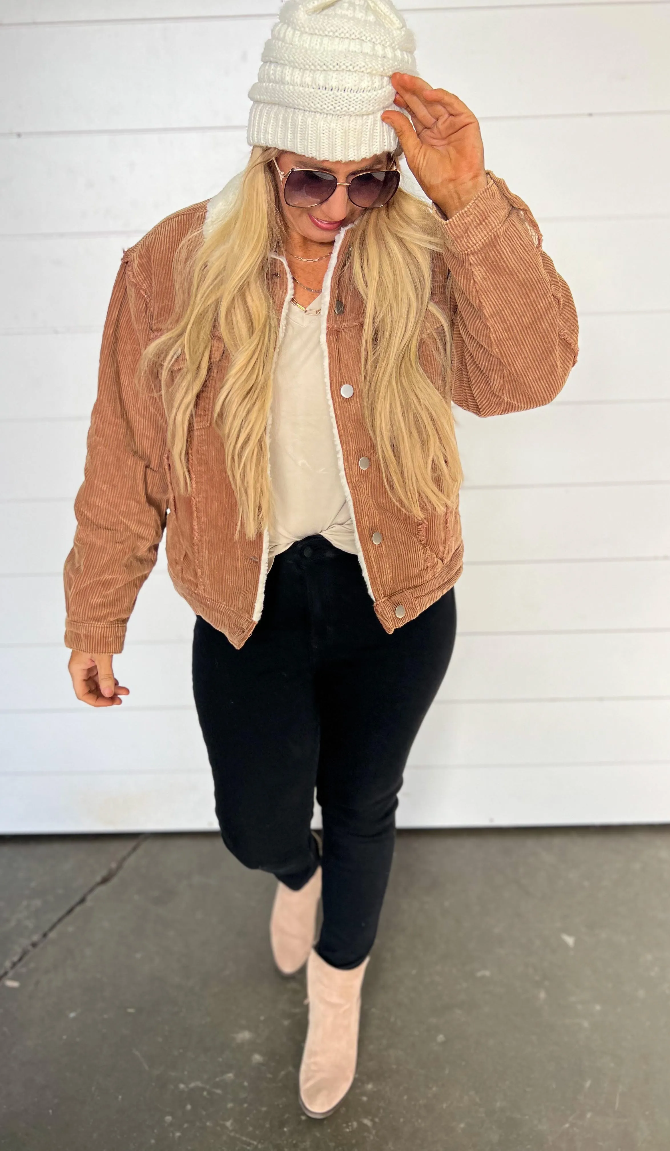 Oversized Corduroy Trucker Sherpa Jacket