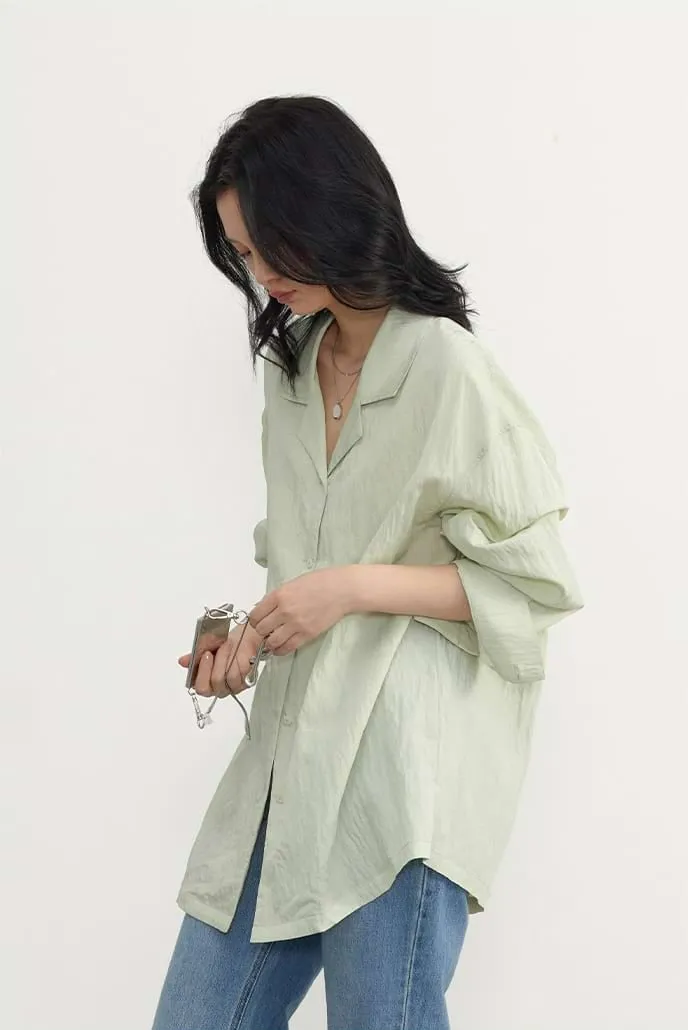 Oversized Crimped Button Shirt