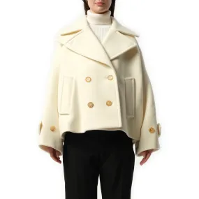 Oversized Short Coat in Eden White