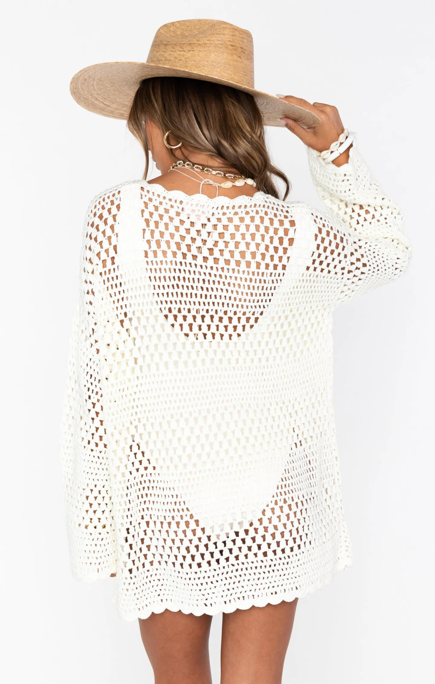 Paula Pullover ~ White Crochet