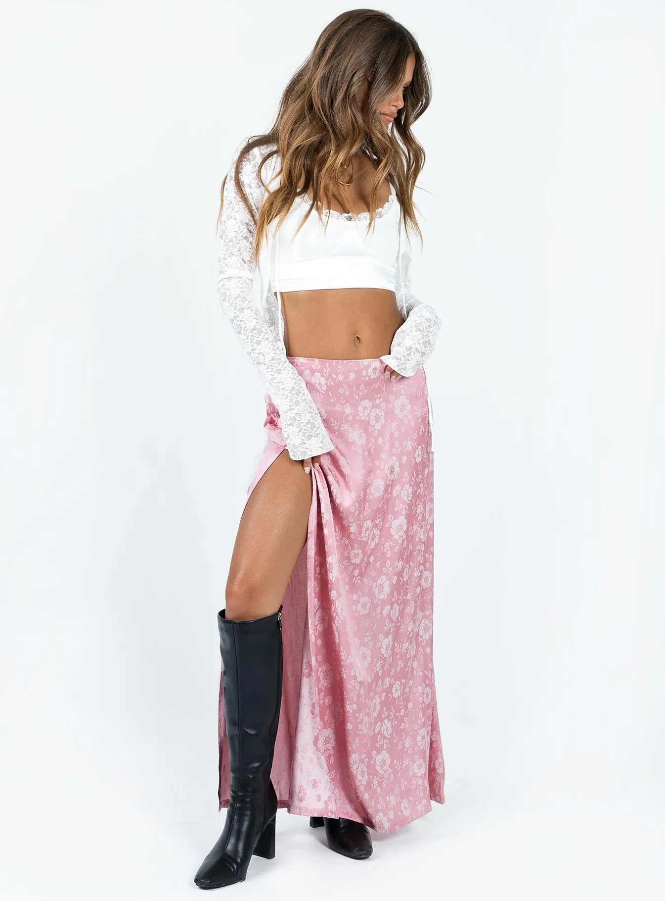 Perfect Places Maxi Skirt Pink