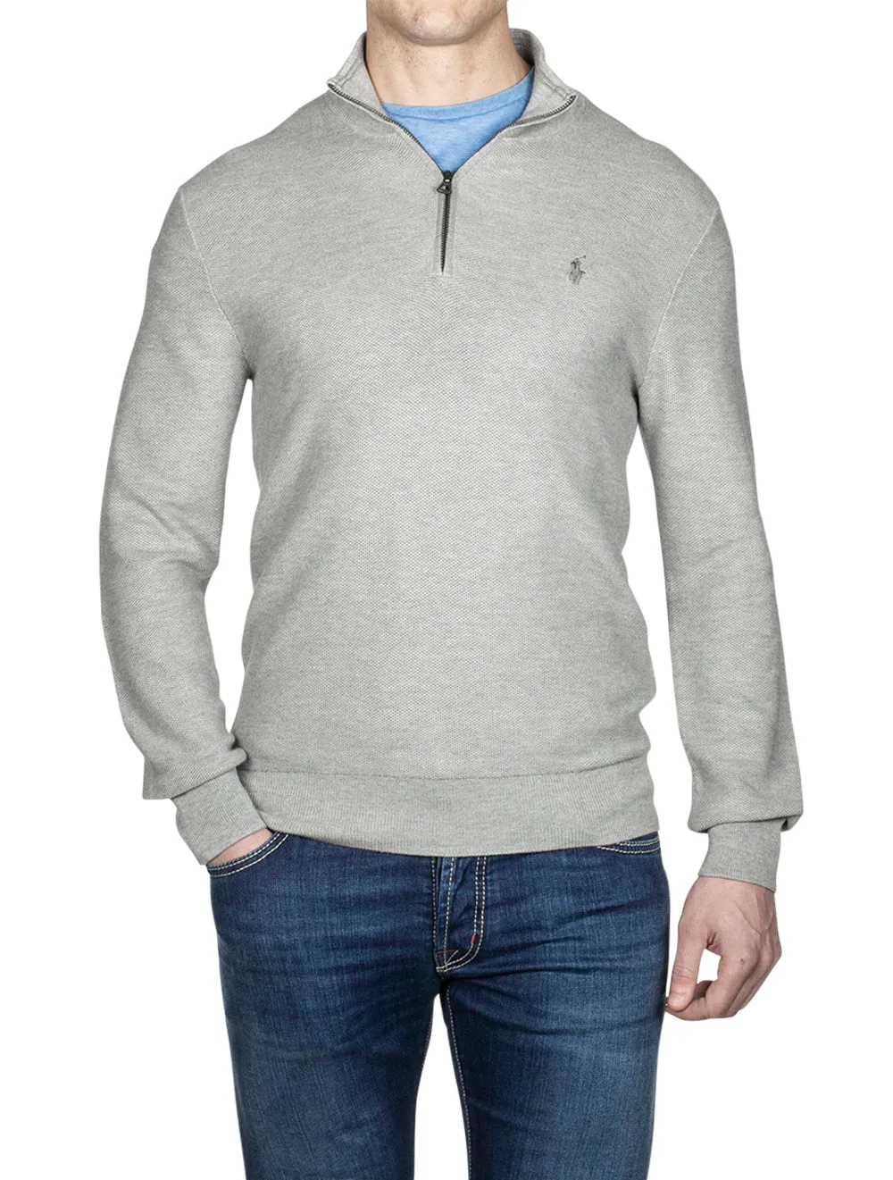 Pima Texture Halfzip Pullover Andover Heather