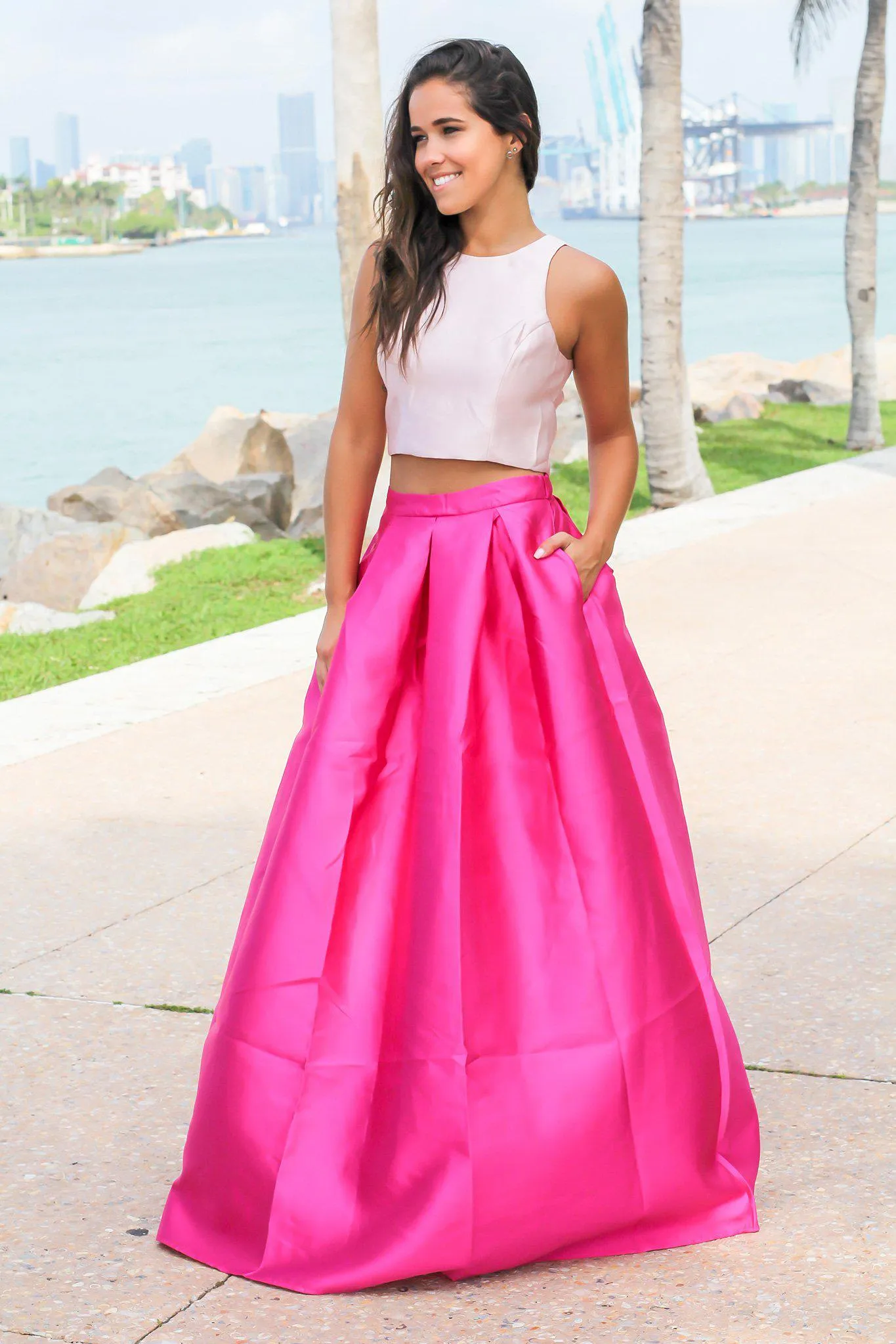 Pink and Magenta Two Piece Set