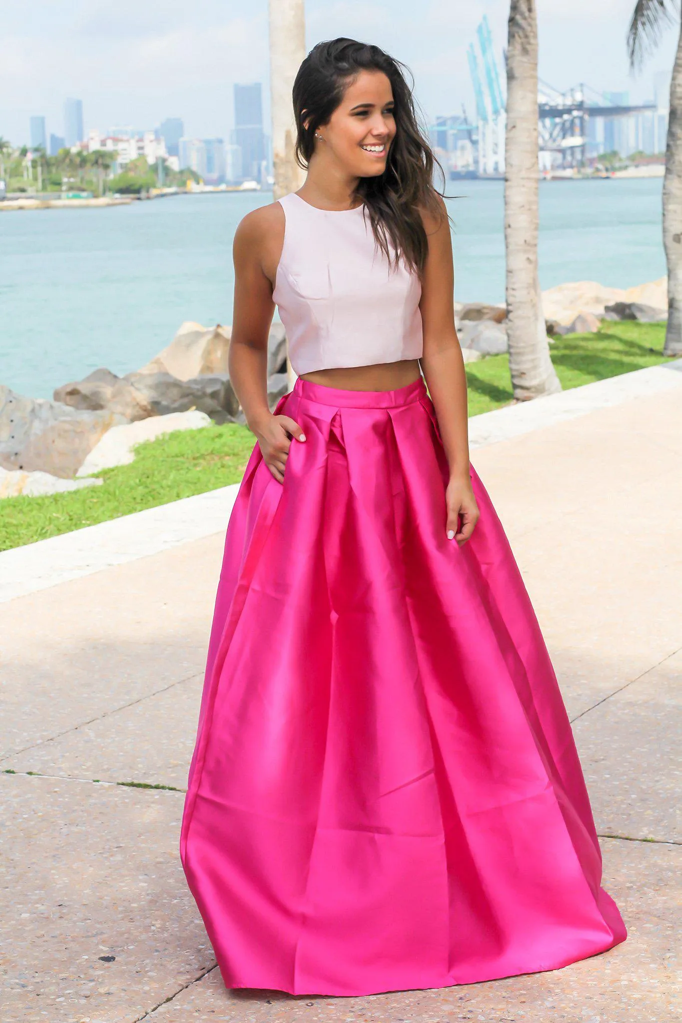 Pink and Magenta Two Piece Set