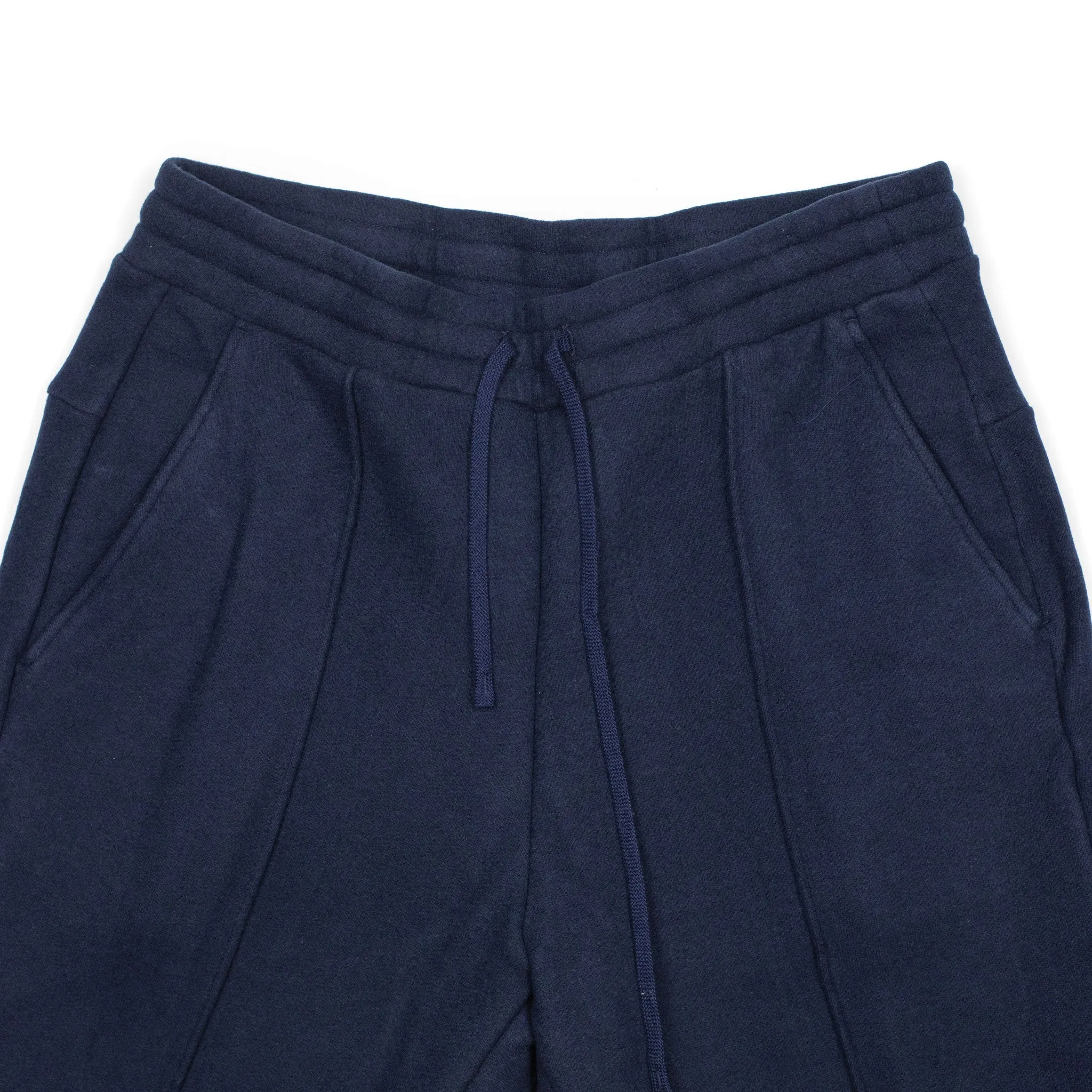 Pintuck sweatpants in navy plush cotton and lyocell