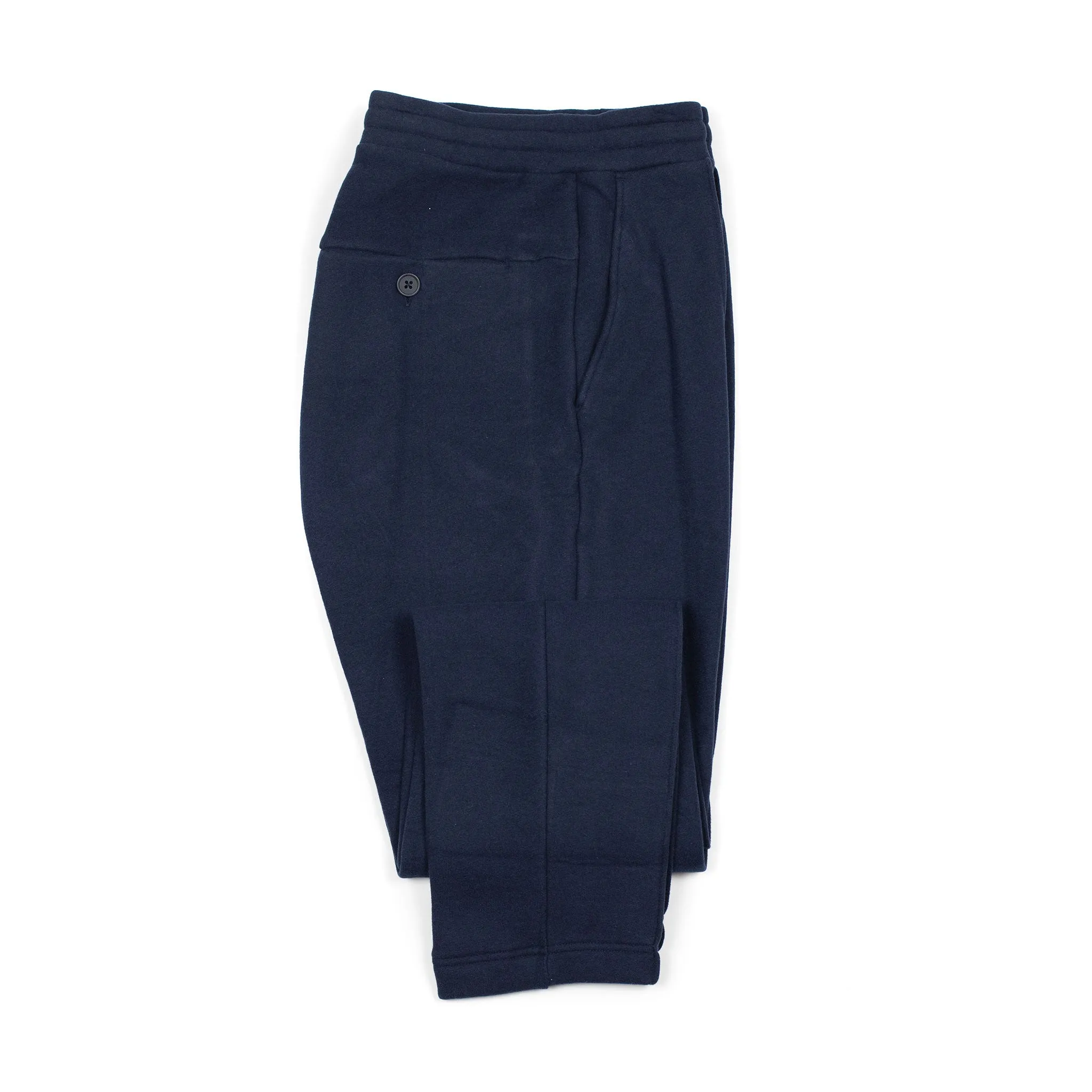 Pintuck sweatpants in navy plush cotton and lyocell