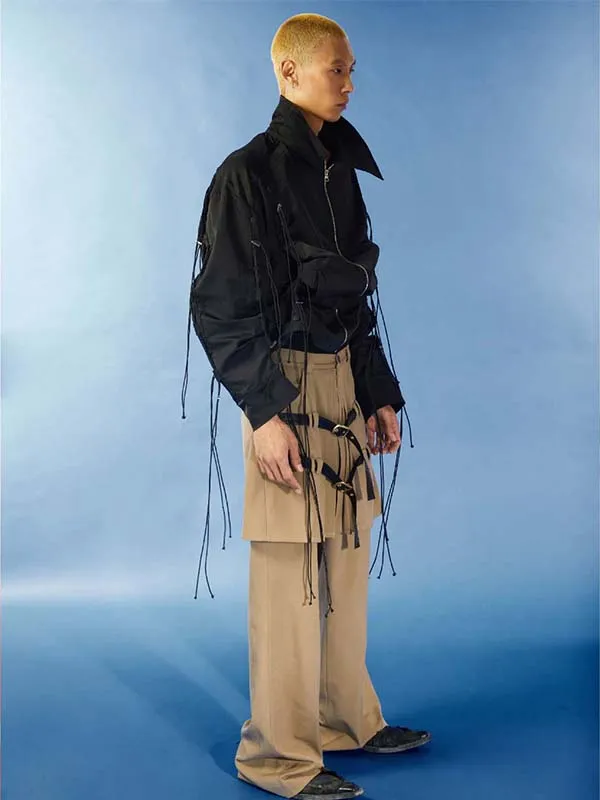 Pleated skirt Belt decoration Casual pants